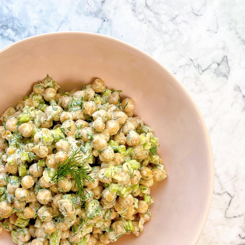 tangy garbanzo bean salad with herbs