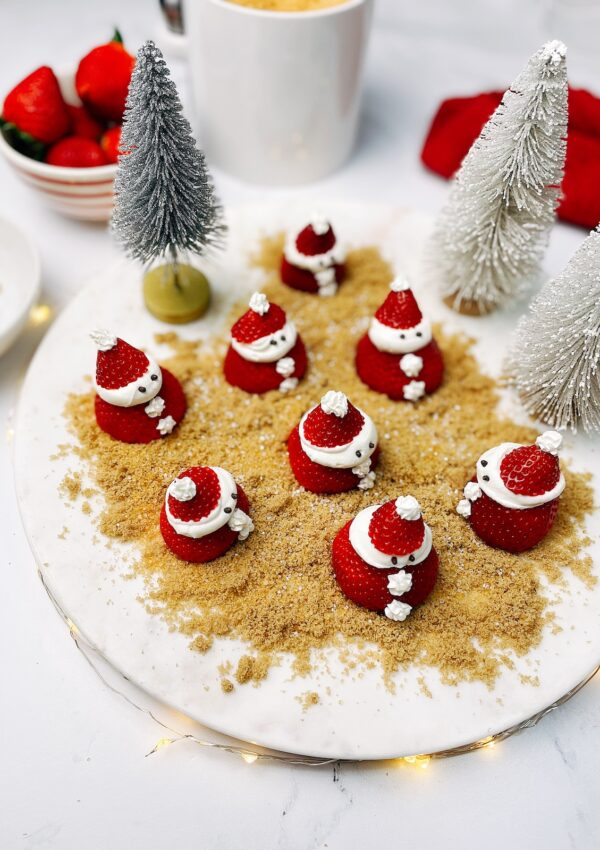 Strawberry Santas with Yogurt & Brown Sugar