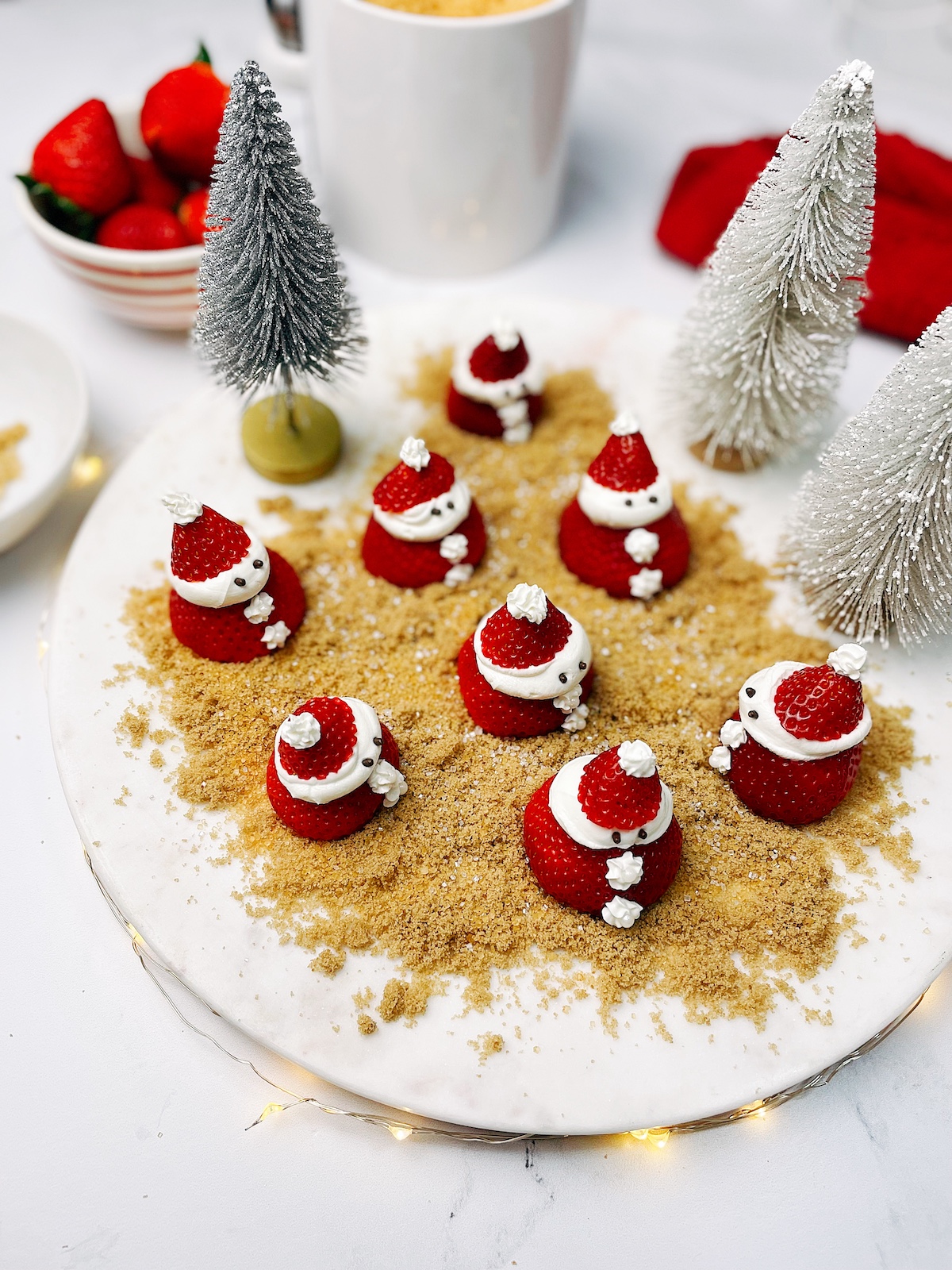 strawberry santas with yogurt & brown sugar