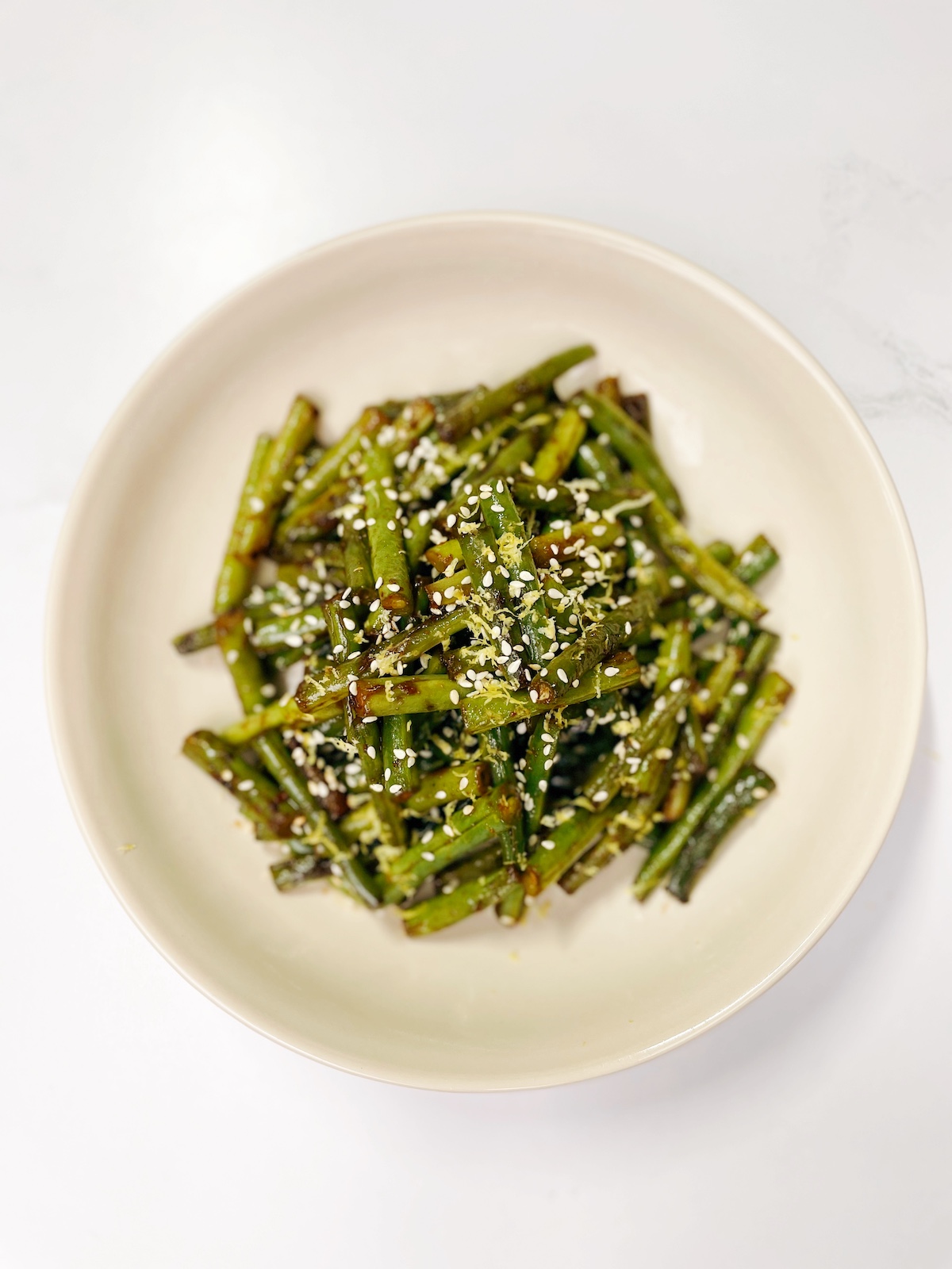 blistered sesame green beans