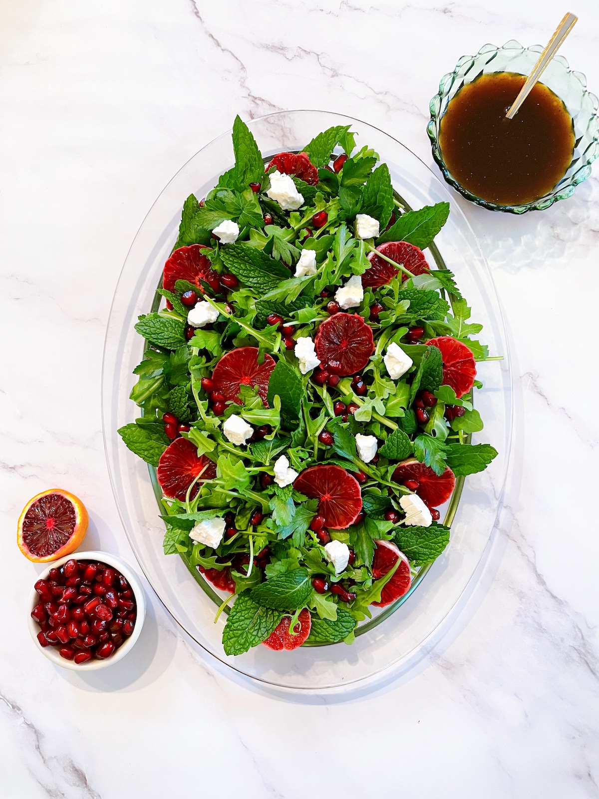 pomegranate, blood orange and herb salad