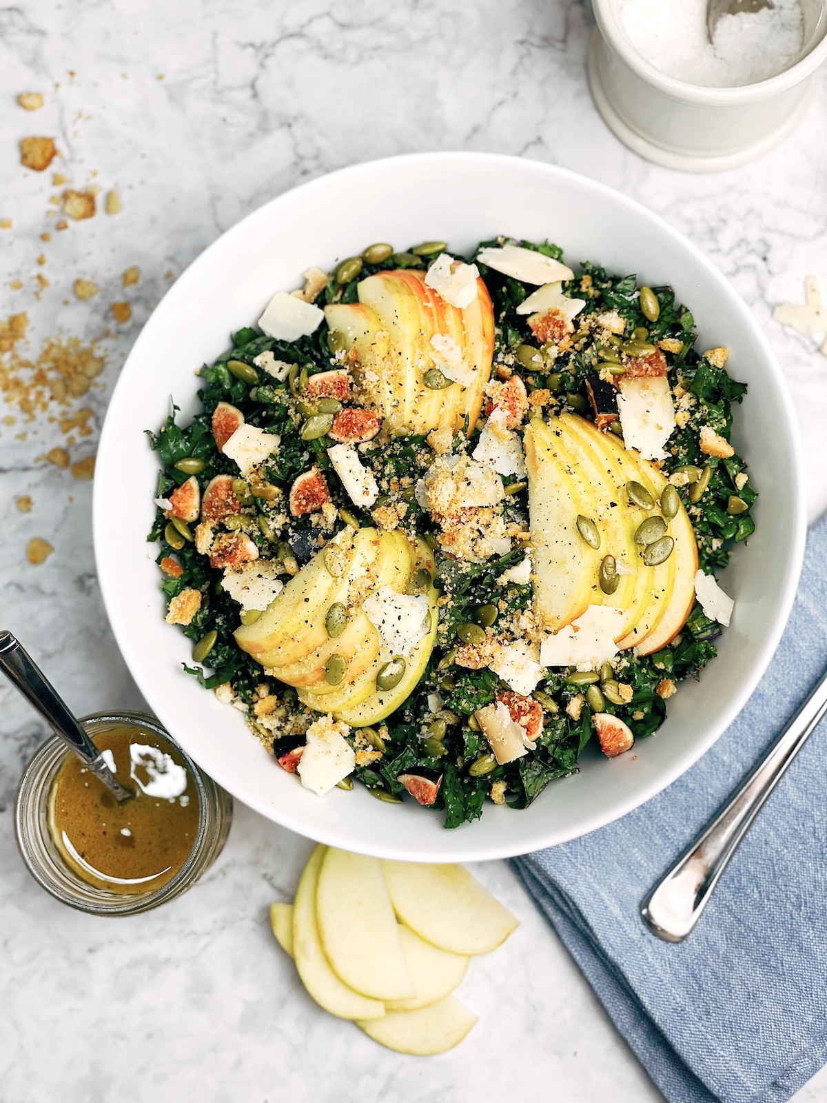 harvest kale salad with apple cider vinaigrette