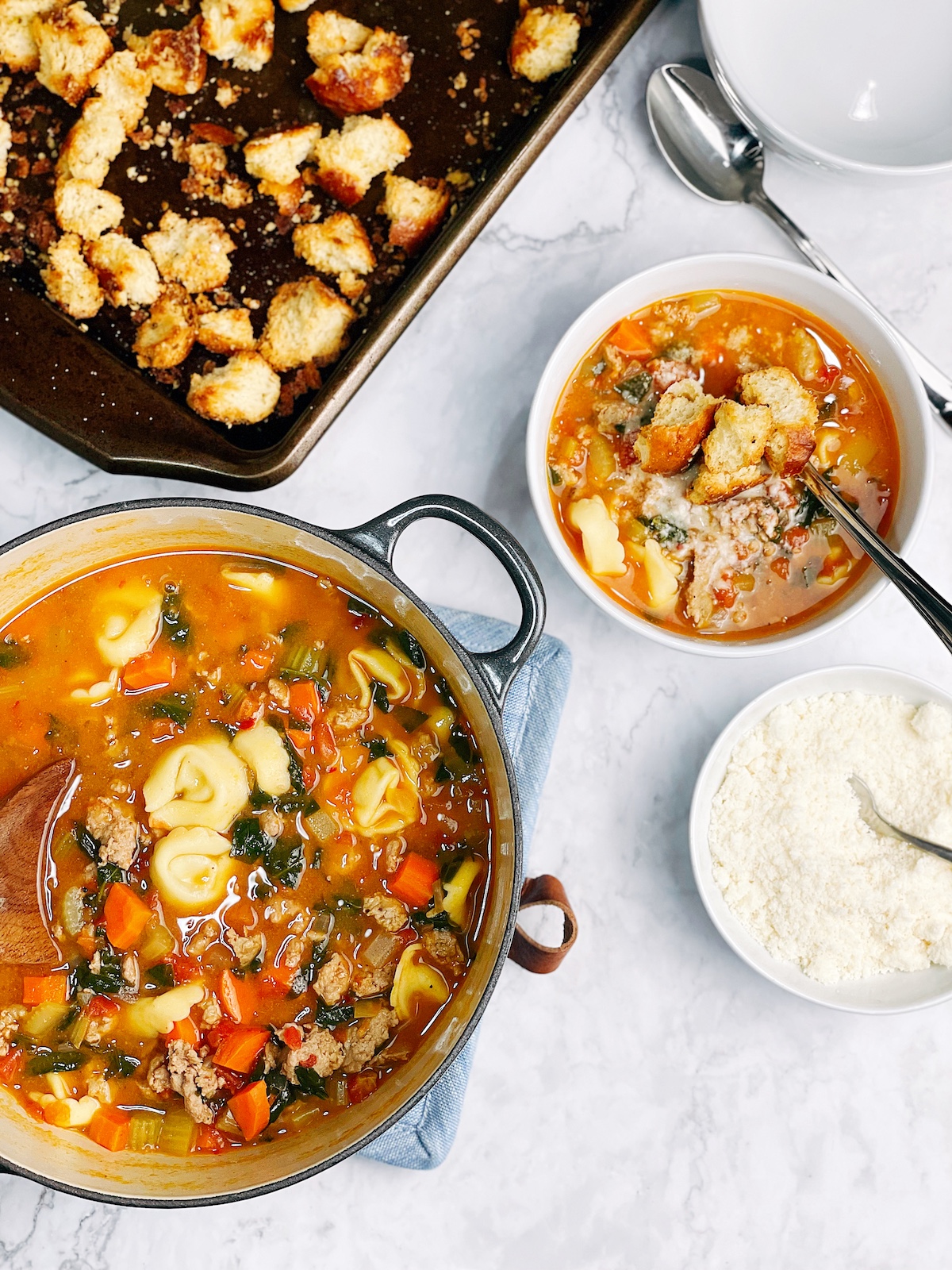 Italian sausage and tortellini soup