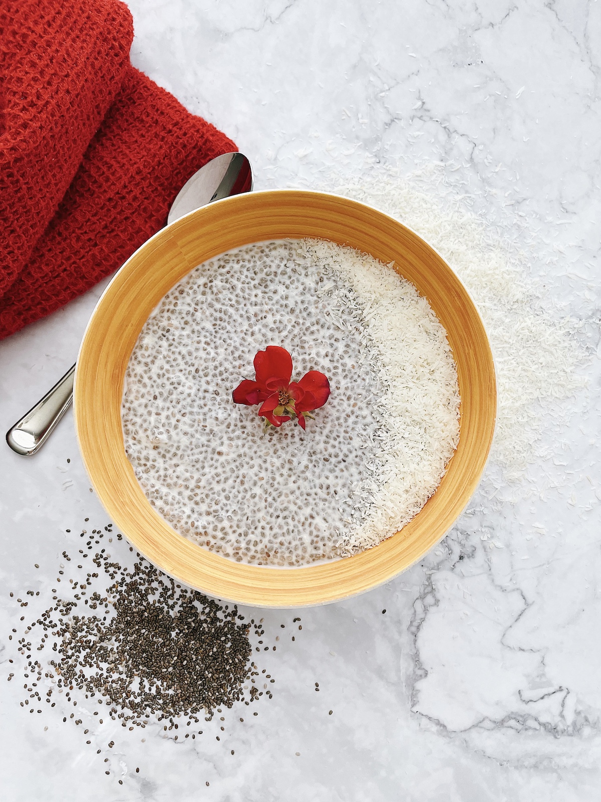 coconut rose chia pudding