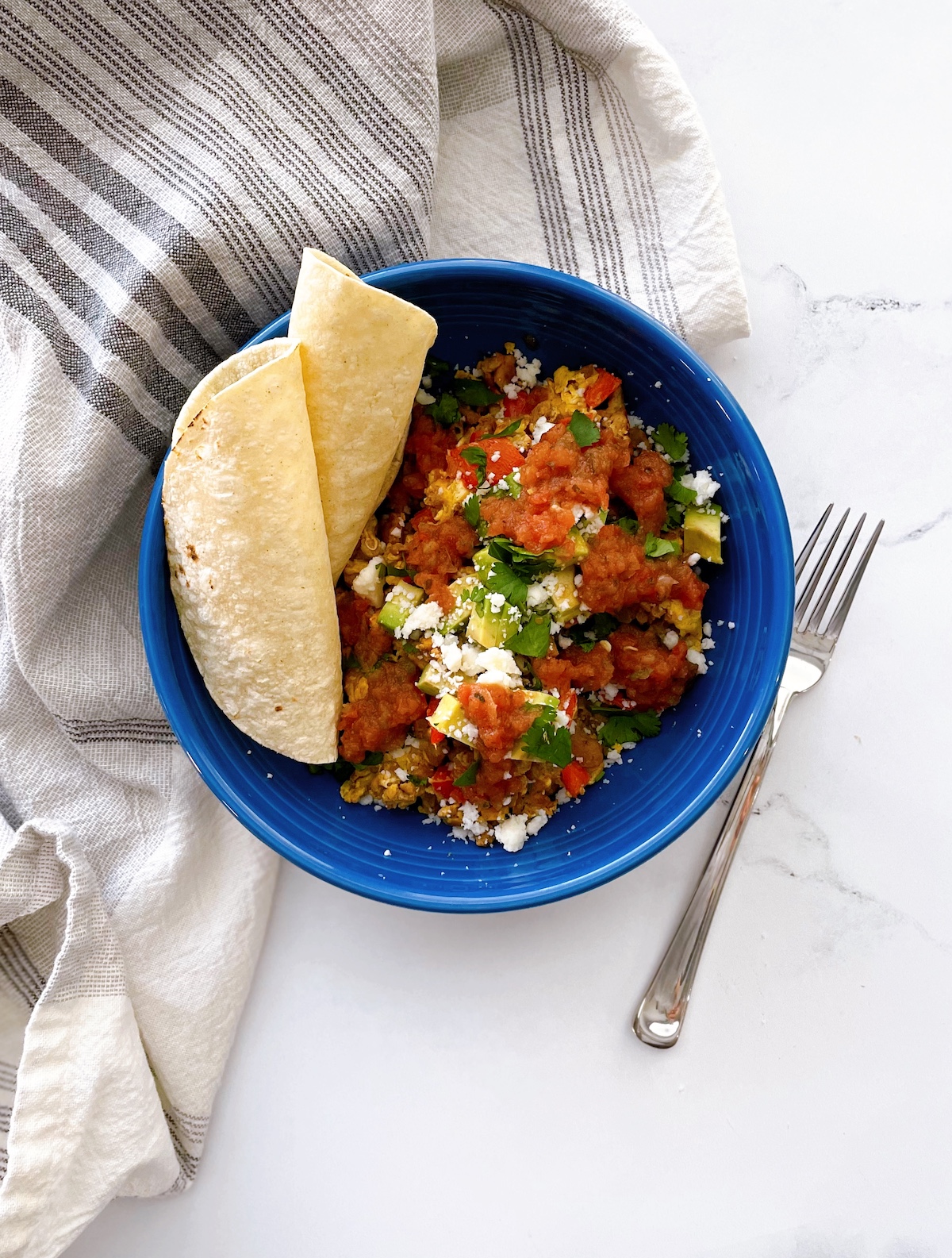 leftover taco breakfast bowl