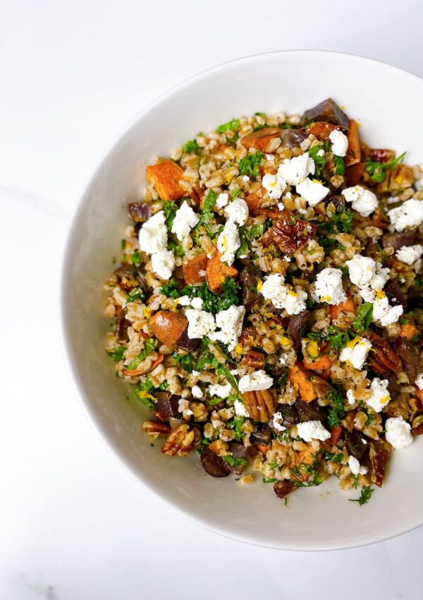 Roasted Potato & Herb Farro Salad with Meyer Lemon Dressing