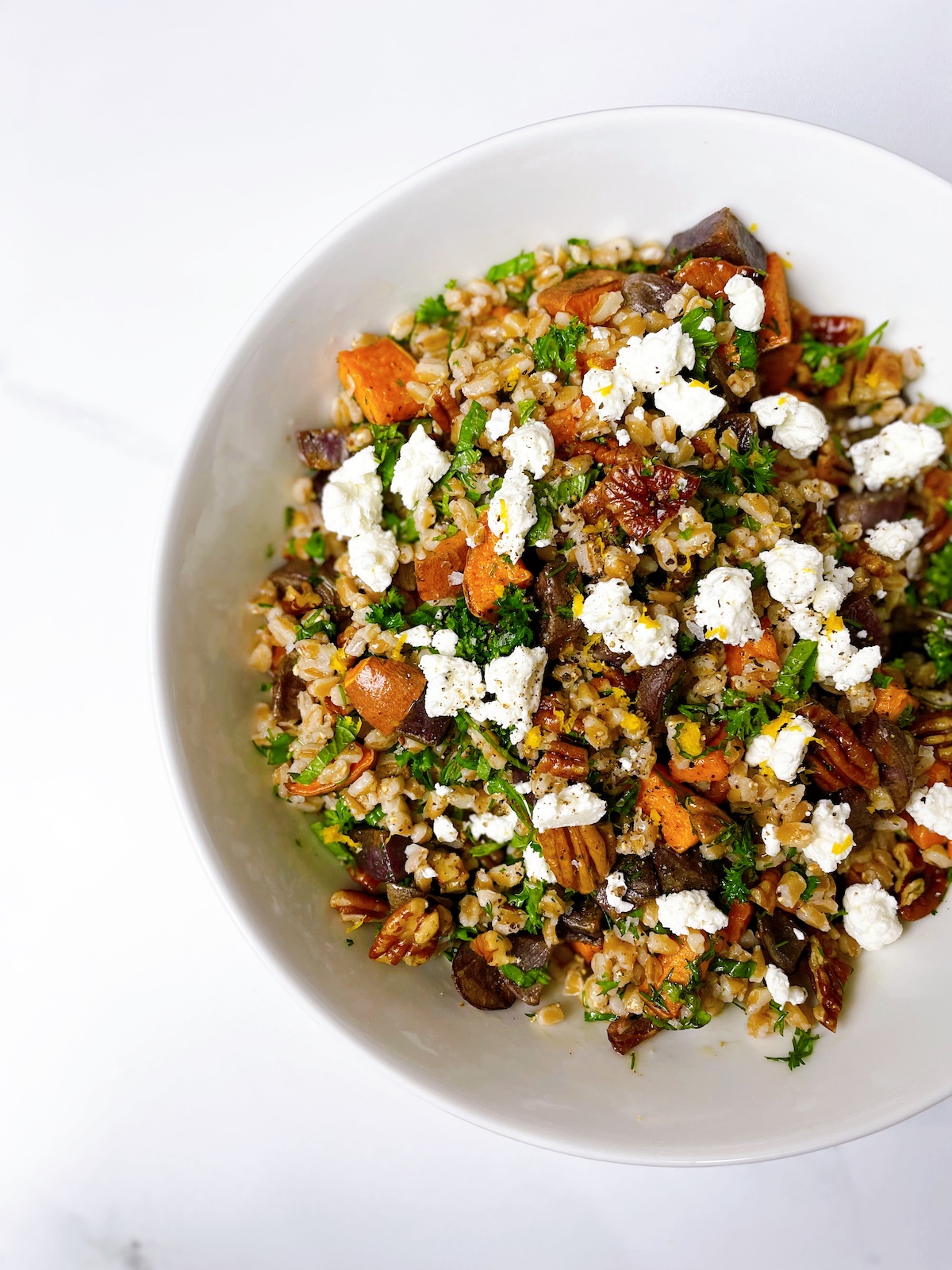 Roasted Potato & Herb Farro Salad with Meyer Lemon Dressing