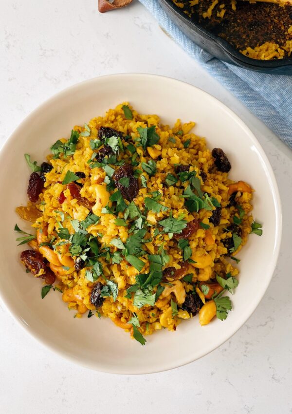 Bejeweled Curried Cauliflower Rice