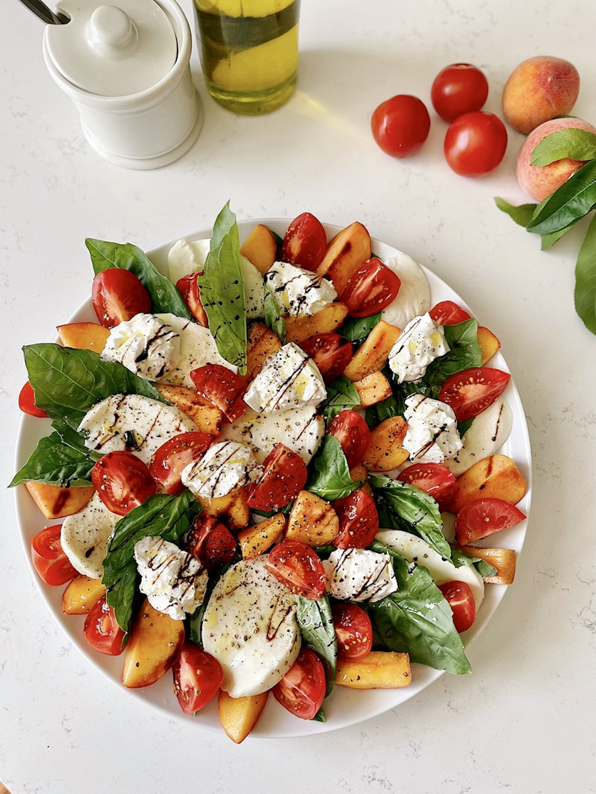 peach burrata caprese