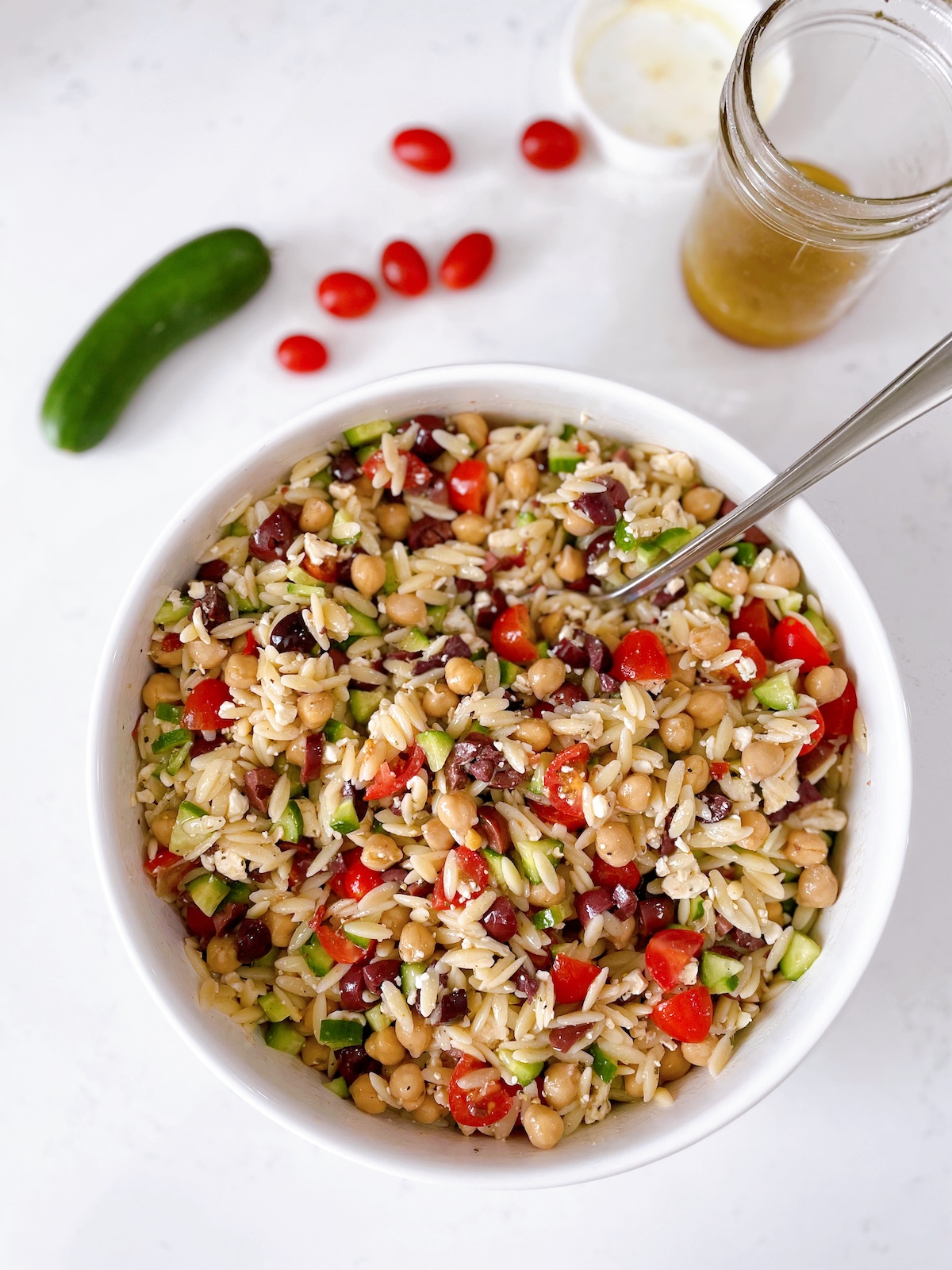 orzo and garbanzo bean chopped salad