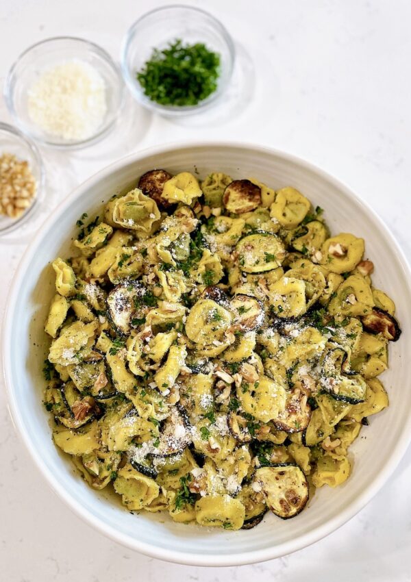 Tortellini with Zucchini, Pecorino & Walnuts