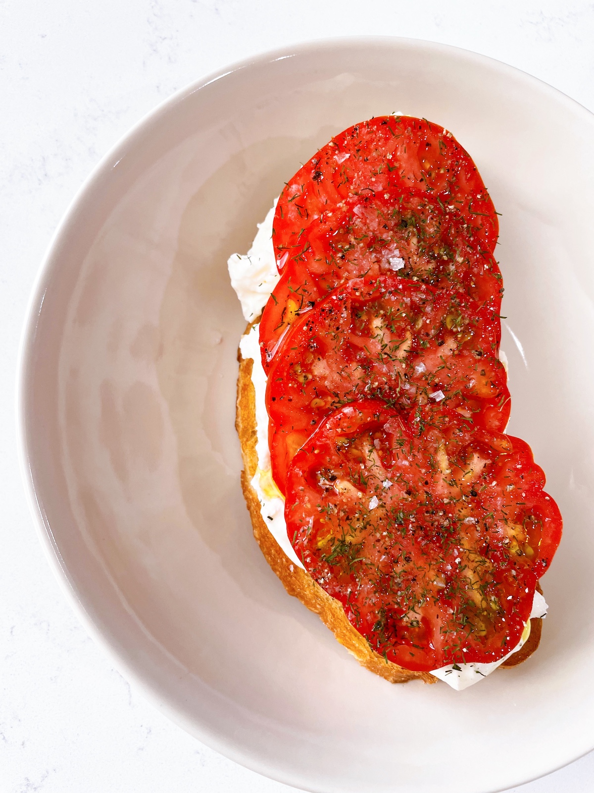 heirloom tomato and burrata toast