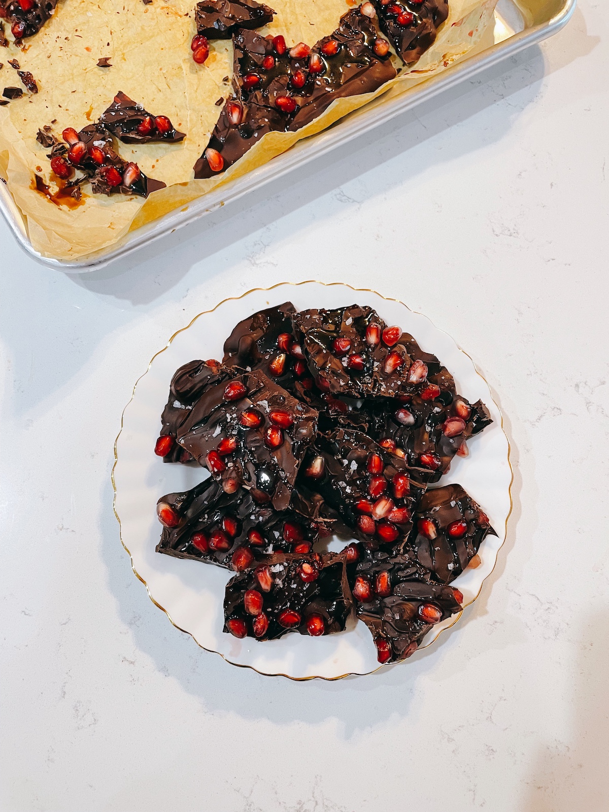 dark chocolate pomegranate bark