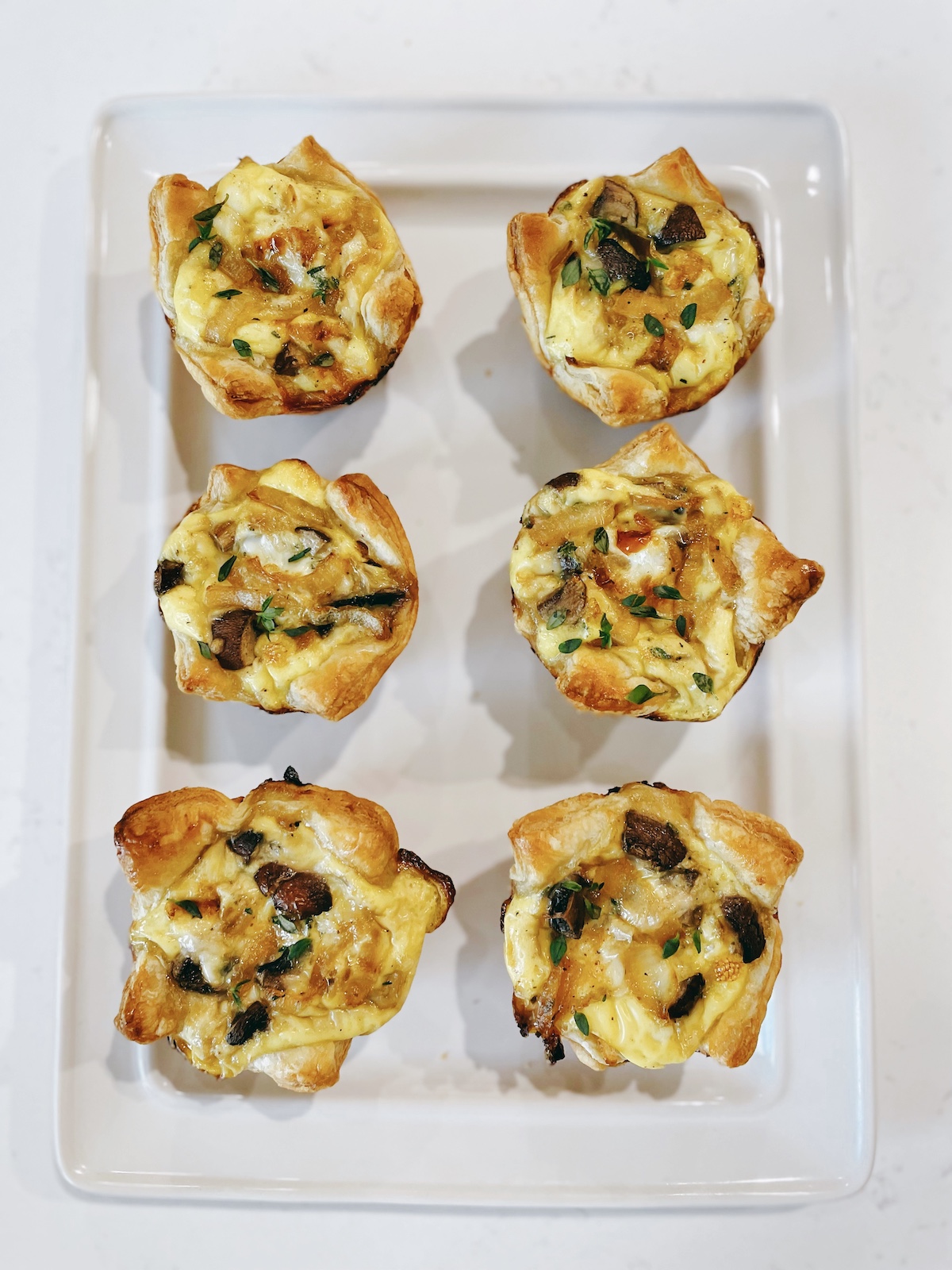 caramelized onion and mushroom quiche bites