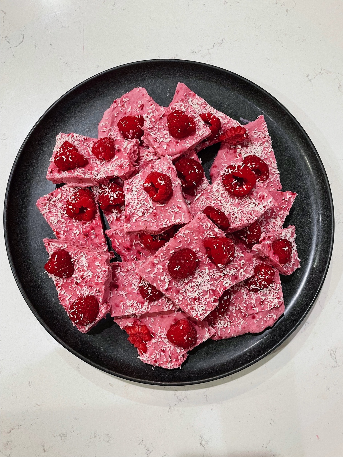 raspberry rose yogurt bark