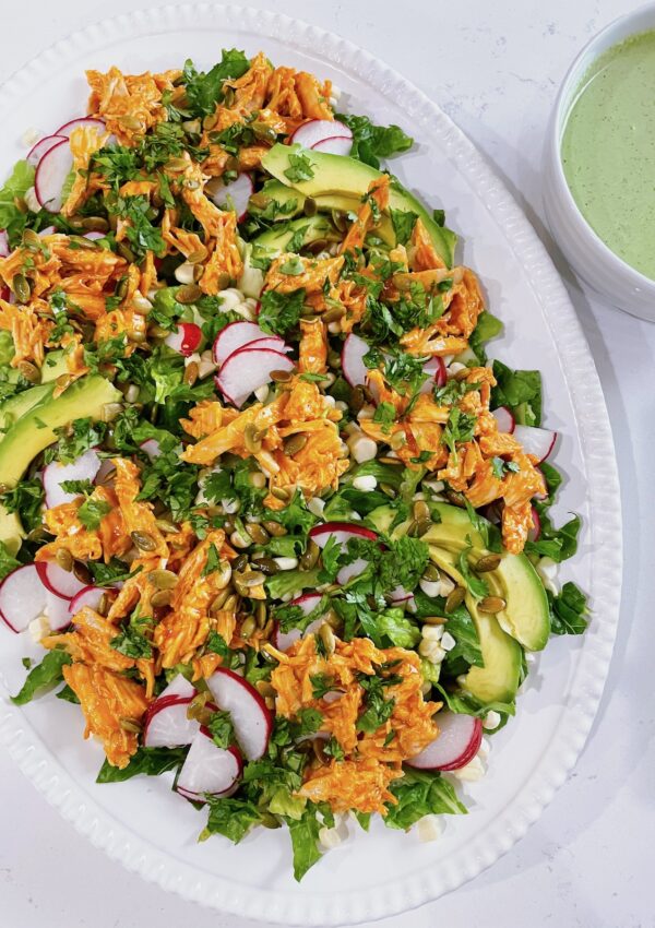 Buffalo Chicken Chopped Salad with Jalapeño Lime Ranch Dressing