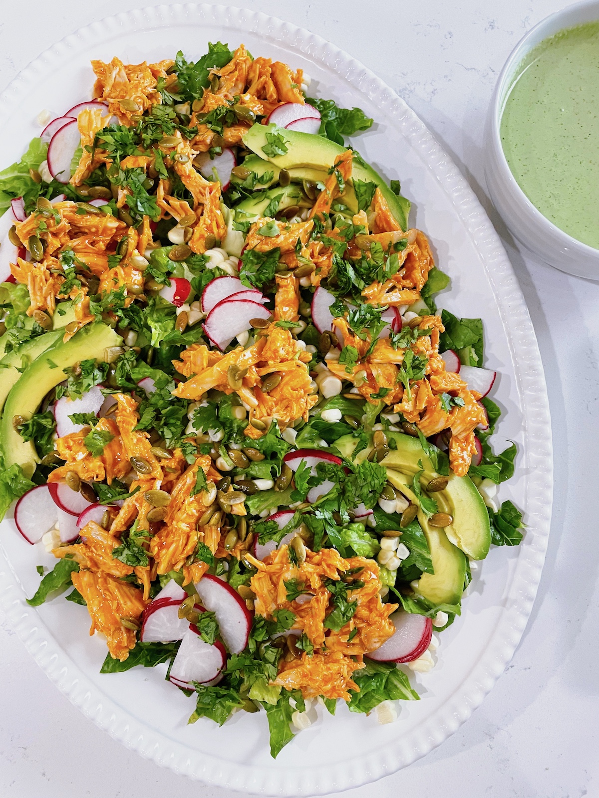 Buffalo Chicken Chopped Salad with Jalapeño Lime Ranch Dressing