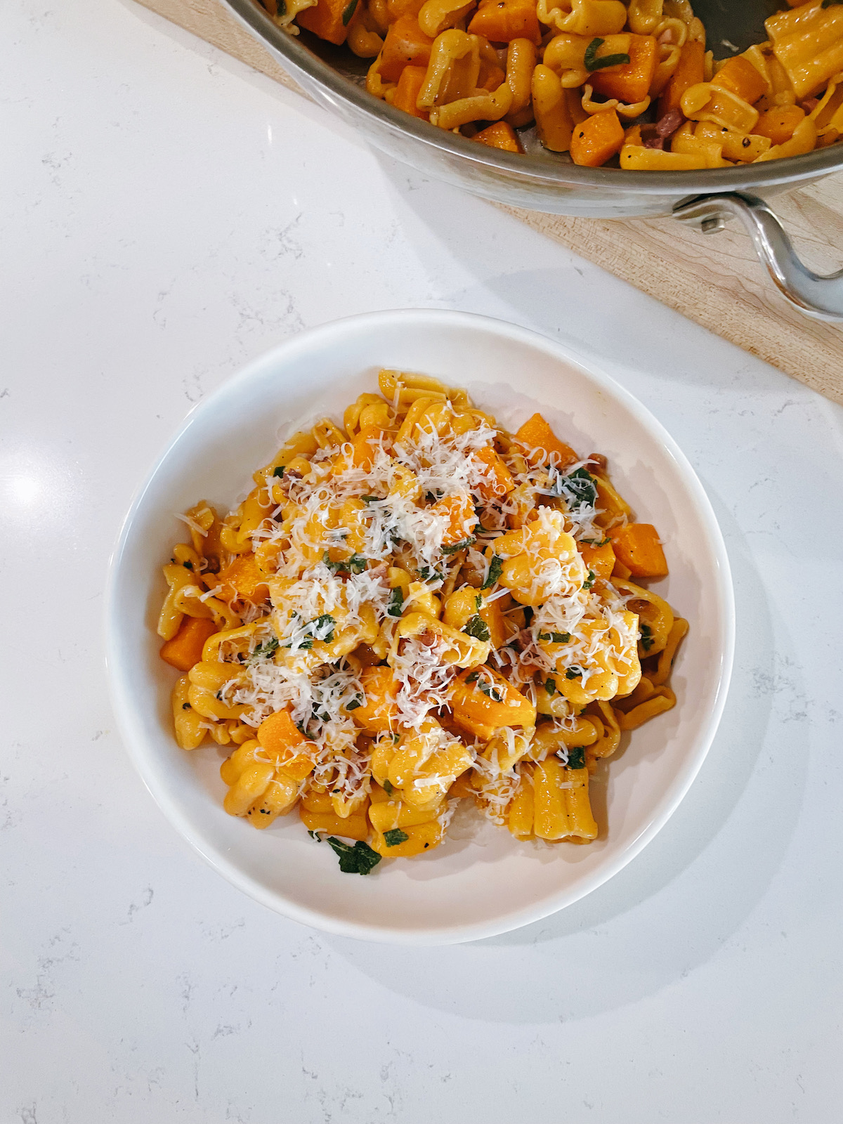 butternut squash pasta with pancetta and sage